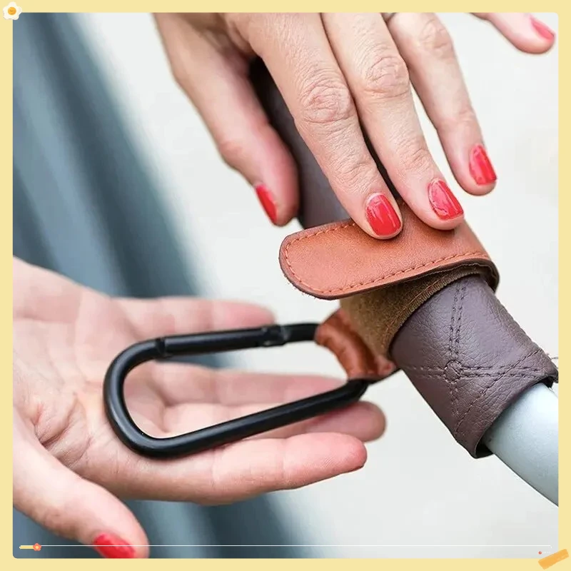 2 pçs ganchos de carrinho de bebê de couro gancho de carrinho de bebê pu ajustável gancho organizador saco de fraldas cabide crianças acessórios de viagem