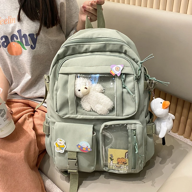 New Korean Large Capacity Backpacks Women Kawaii High Students School Bag For Teenager Girls Sweet Waterproof School Travel Bags