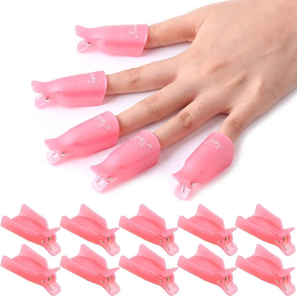 10Pcs/16Pcs Plastic Nail Art Soak Off Cap Clip UV Gel Polish Remover Wrap Tool for Fingernail Removal Soak Off Clips