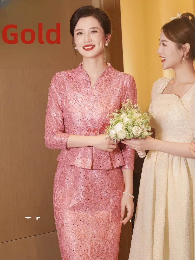 

Ele Wedding Guest Dr Long Qipao Younger Mother-In-Law High-End Wedding Banquet Costume Polyester Fiber