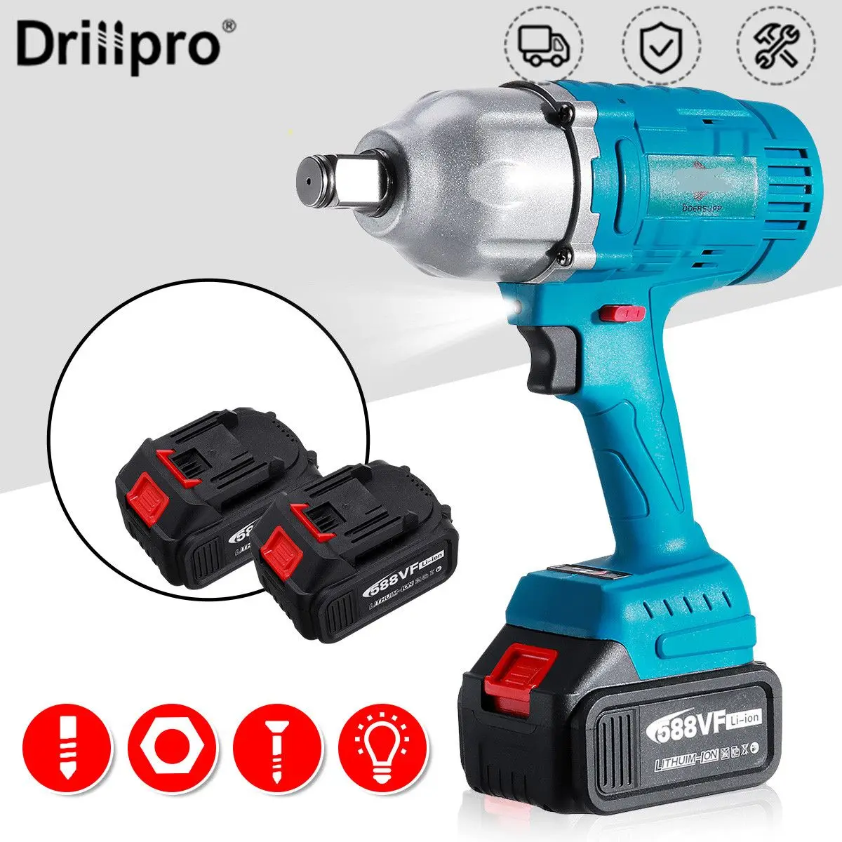 drillpro brushless chave de impacto eletrica chave de fenda sem fio ferramentas eletricas para bateria 18v 2000nm pol pol 01