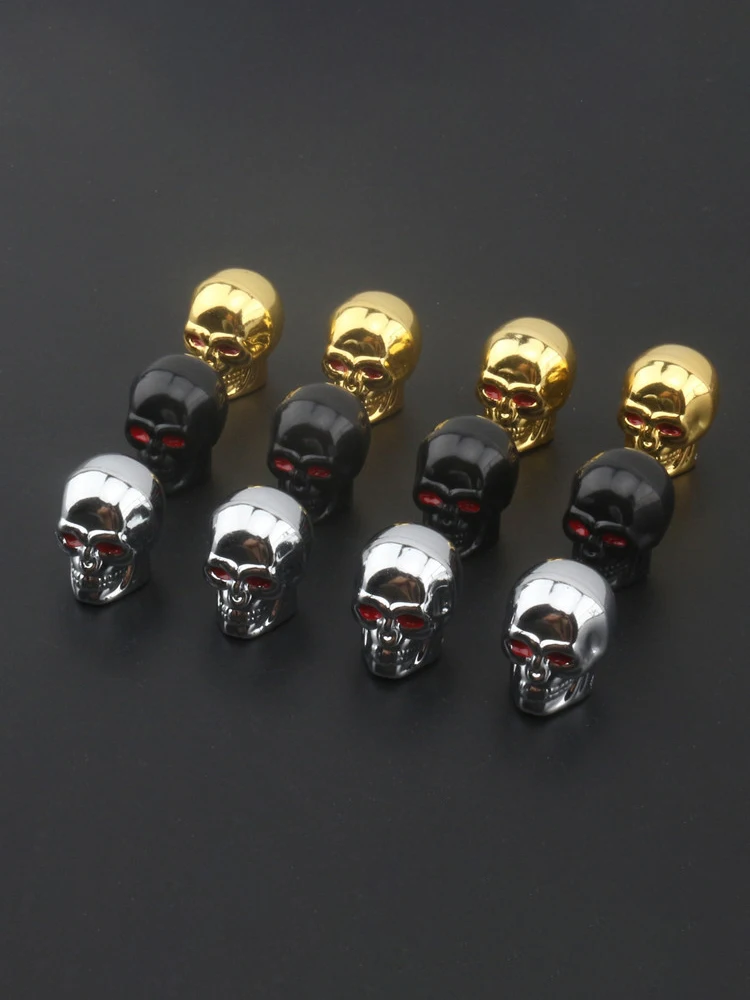Bouchons de Valve tête de mort ABS, pour roues de voiture, roues en alliage, bouchon de Valve de pneu, couvercle de mamelon pour voitures, motos, vélos