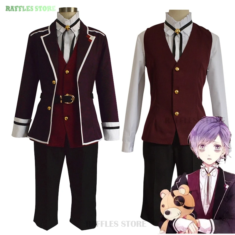 Sakamaki kanato cosplay traje perucas anime diabolik amantes cosplay uniformes roleplay outfit festa de halloween fantasia unisex pano