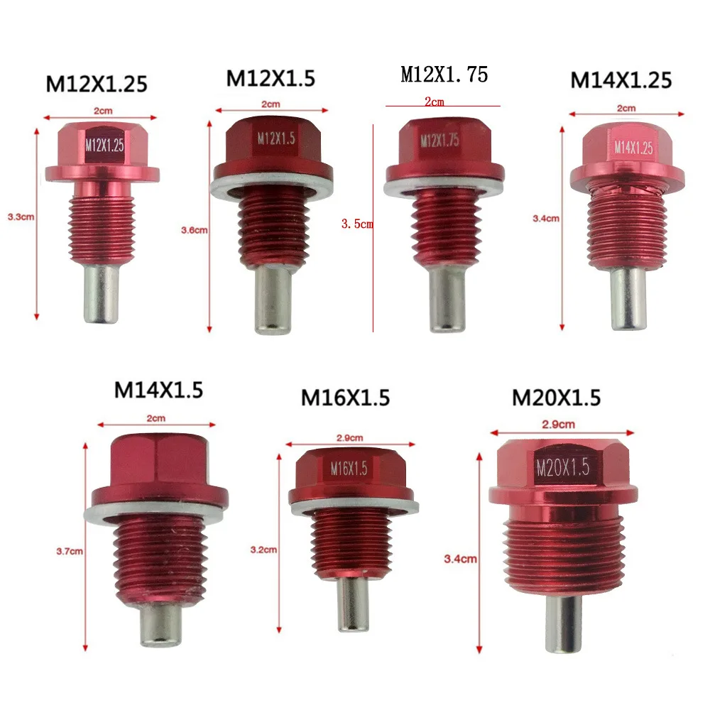 M12 M14 M16 M20*1.5 / 1.25  Chrome Aluminum Magnetic Oil Drain Bolt Oil Sump Drain Plug Nut Oil Drain Plug Car Accessories