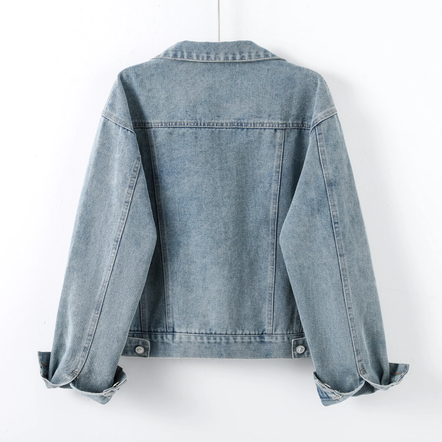 Retro Women's Short Denim Jacket Korean Version Versatile Patch Fabric Lace Long Sleeved Loose Jacket Spring Autumn New Top