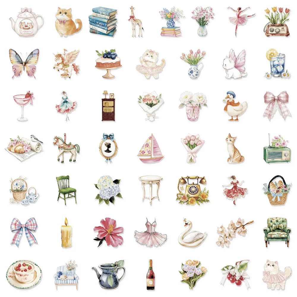 50PCS Aquarell Garten PET Kreative Lautsprecher Telefon Fall Notebook Skateboard Motorrad Aufkleber