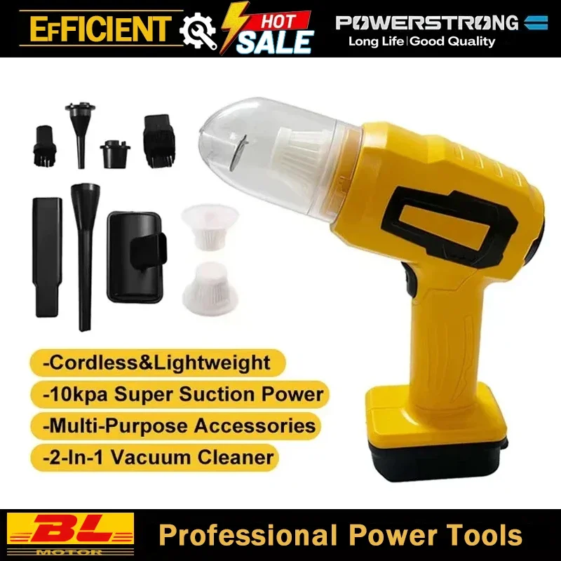 Handheld Car Vacuum Cleaner 10Kpa Suction Cordless Dust Collector 18V Battery Blower Power Toolf For DeWalt