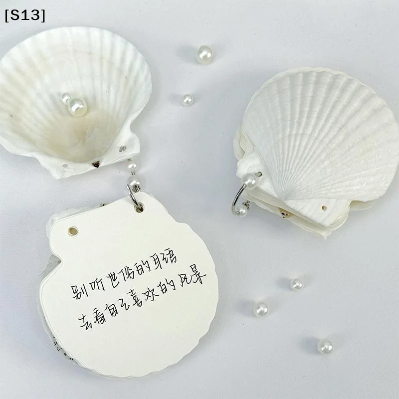 Multi-Purpose Natural Seashell Seashell Notebook Blank Inner Pages Portable Design Memo Pad Loose-leaf Notepad Students[Q]Q@