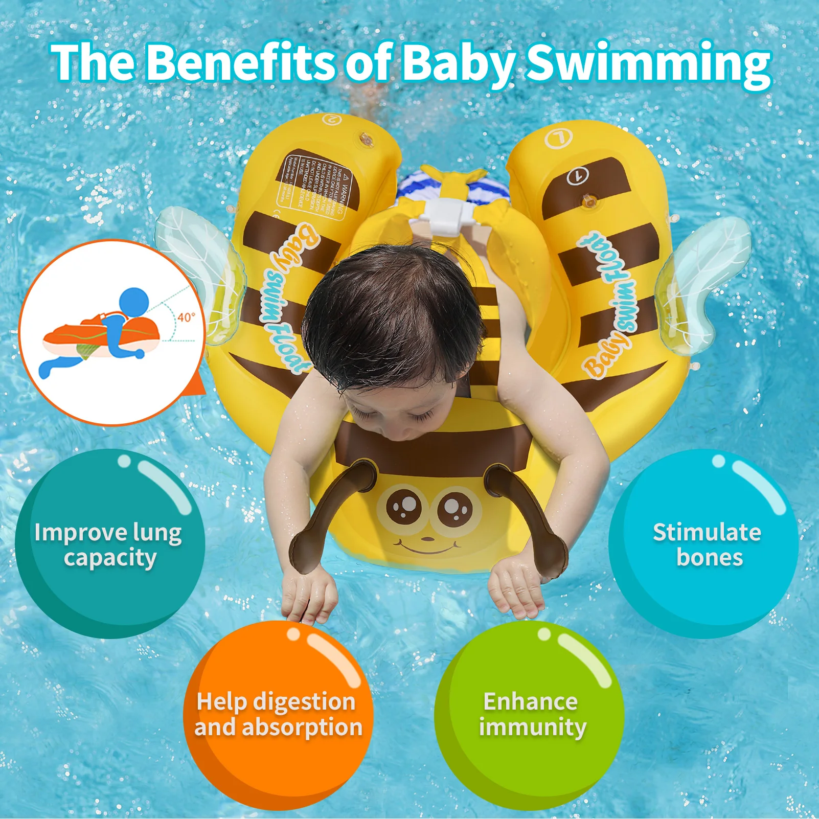 Swimbobo Kids Inflatable Baby Rings Floating Water Toy Swimming Floats Waist Trainer Child Swim Pool Ring PVC Children Float