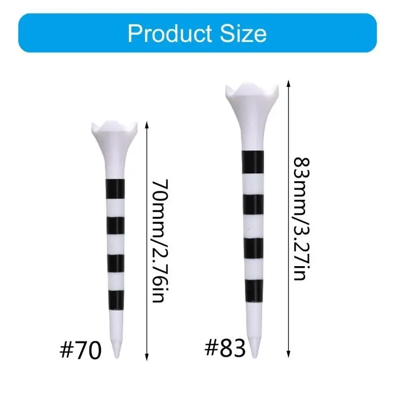 652F 20Pcs/pack More Distance Consistent Height Golfs Tees 70mm 83mm Plastics Golfs Tees for Golfs Driver Training