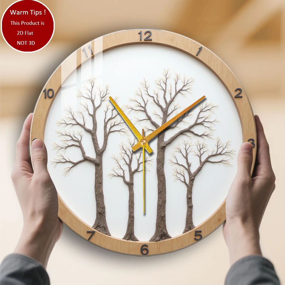 

Настенные часы из закаленного стекла с четырьмя деревьями, подходящие для декора стен или настольной витрины в любом месте