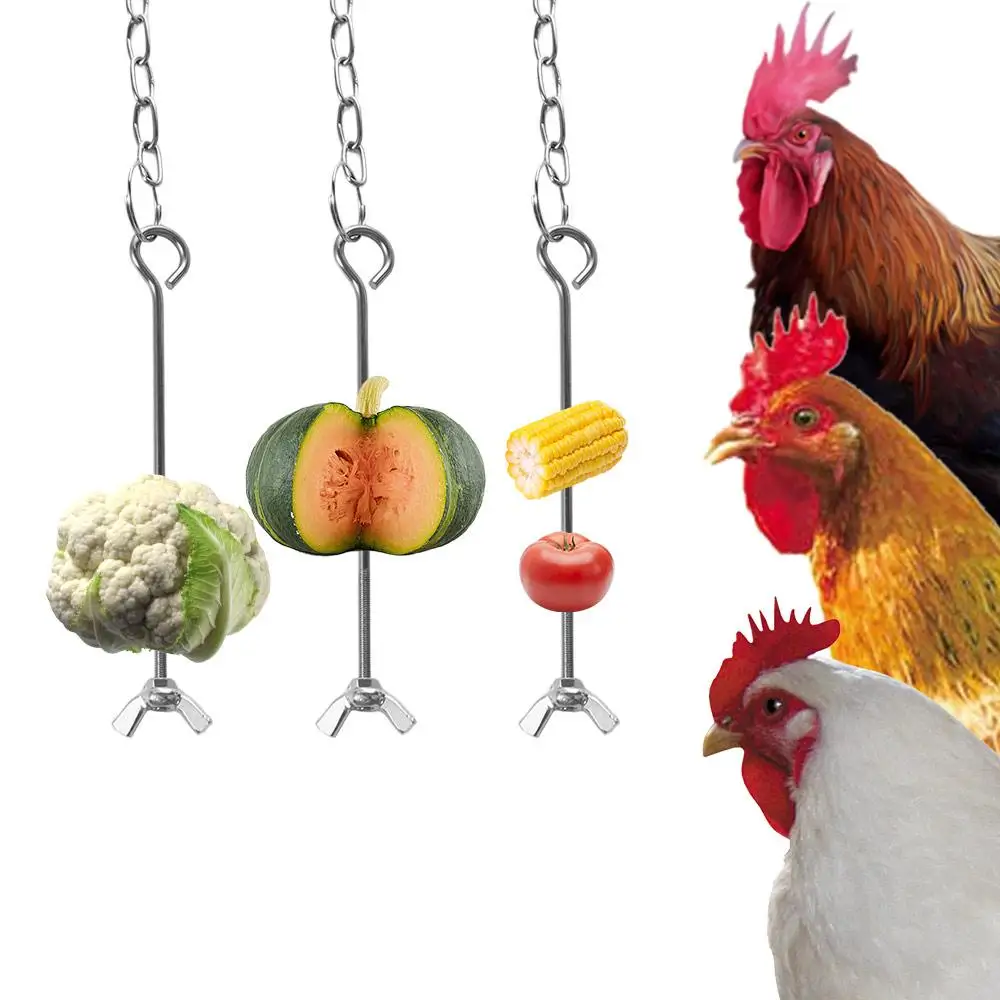 

Stainless Steel Chicken Veggies Skewer Adjustable Length Creative Chicken Veggies Hanging Feeder Rust-proof Easy To Install