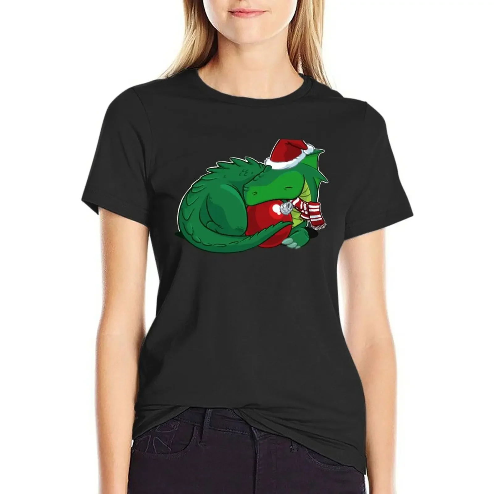 

Holiday Green Dragon T-Shirt sports fans Short sleeve tee anime clothes Blouse t-shirts for Women graphic tees funny
