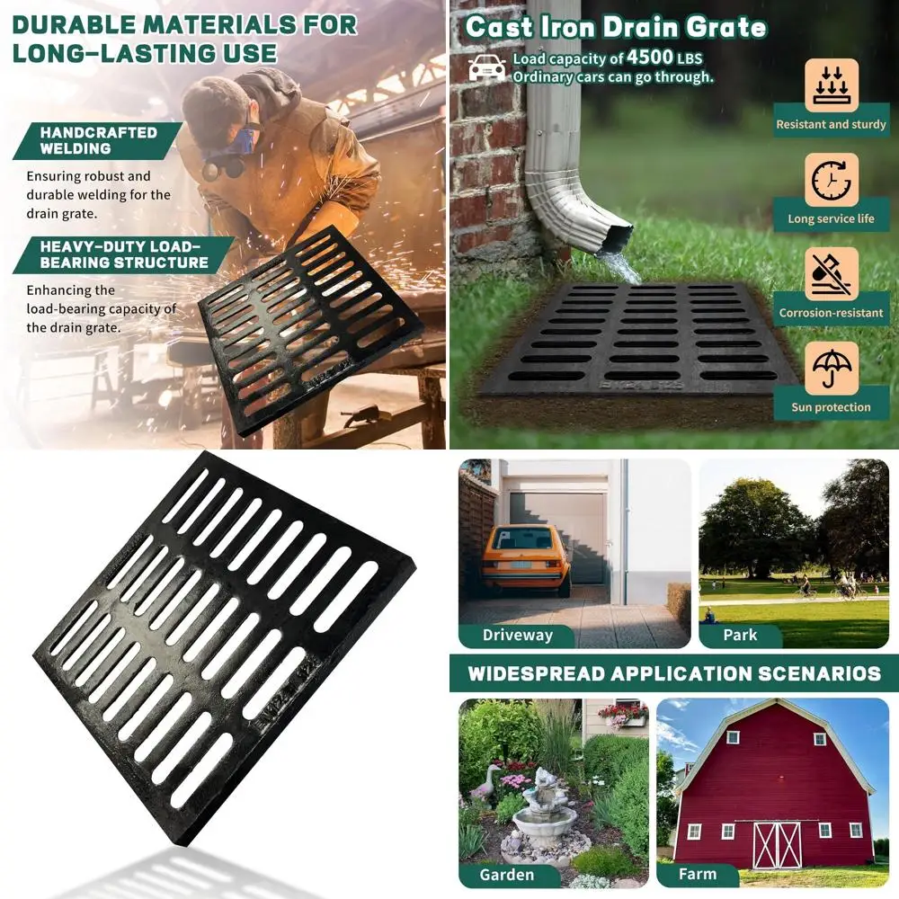 

Heavy-Duty 23.6 x 23.6 Silver Drain Grate, Weatherproof B125 Sewer Cover, Outdoor Drainage Grid
