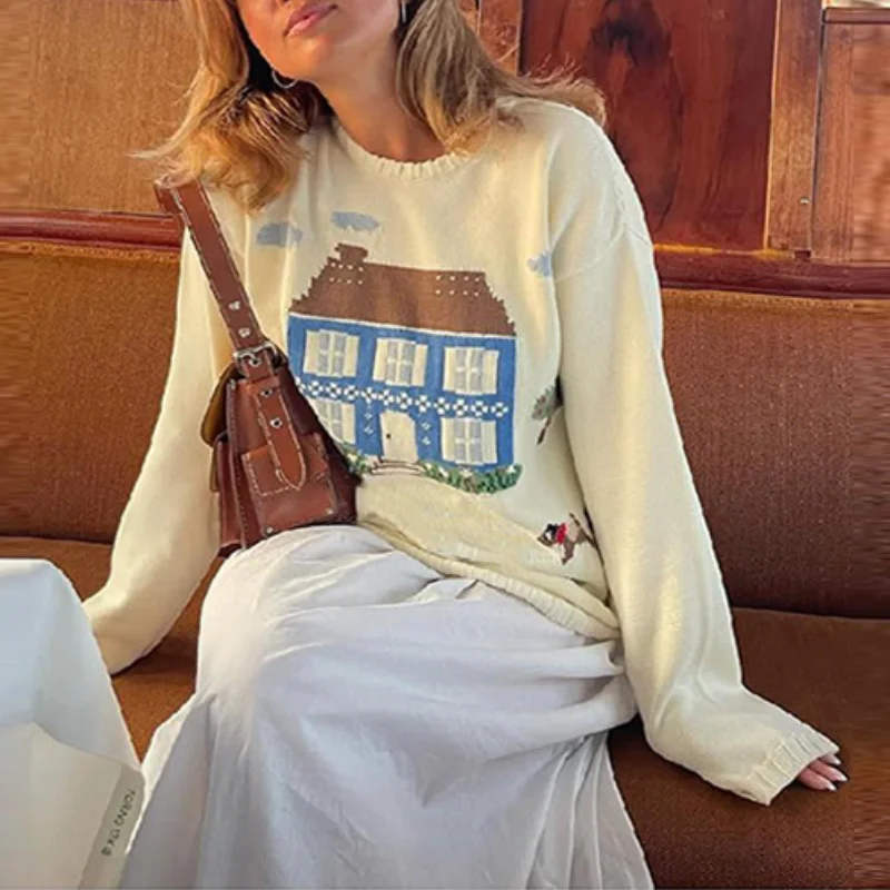    Frauen Neue Muster Weiche Gestrickte Pullover Lose Langarm Warme Vielseitige Pullover 2025, Herbst Winter Straße Frau Kleidung
