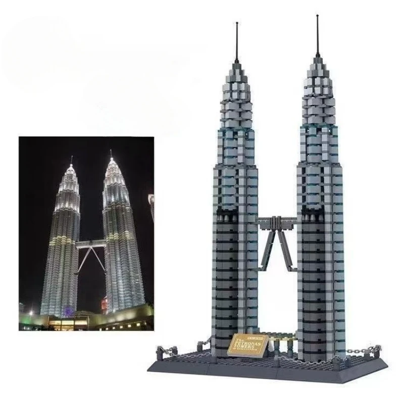 1158PCS Kuala Lumpur Petronas Twin Towers Building Blocks Famous City Architecture  Children Assembled Bricks Toys Gift