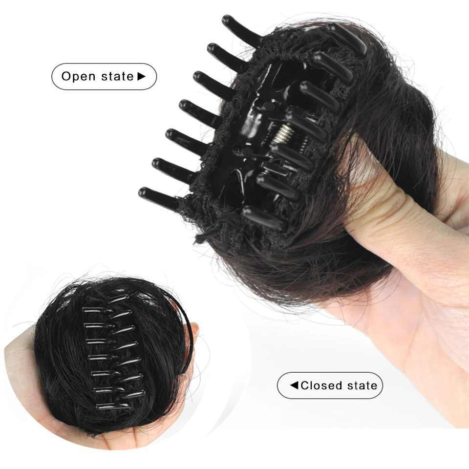 AS Short Curly Chignon Clip-on Hair Synthetic Elastic Band Hair Bun Hairpiece Donut Roller Bun Fake hair Claw Clip For Women