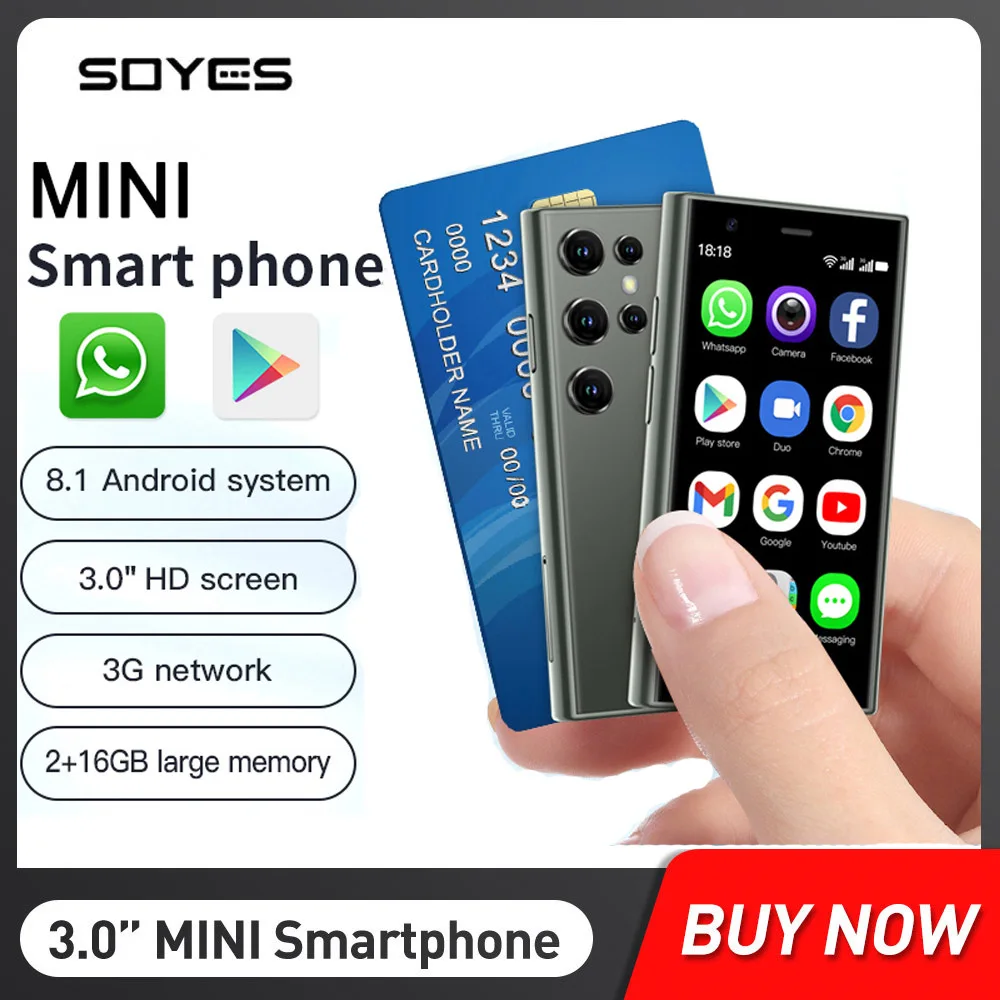 

SOYES S23 Pro Mini Smartphones 3G Network 2GB+16GB Android 8.1 Dual SIM Standby 3.0 Inch HD 1000mAh Battery Small Mobile Phone