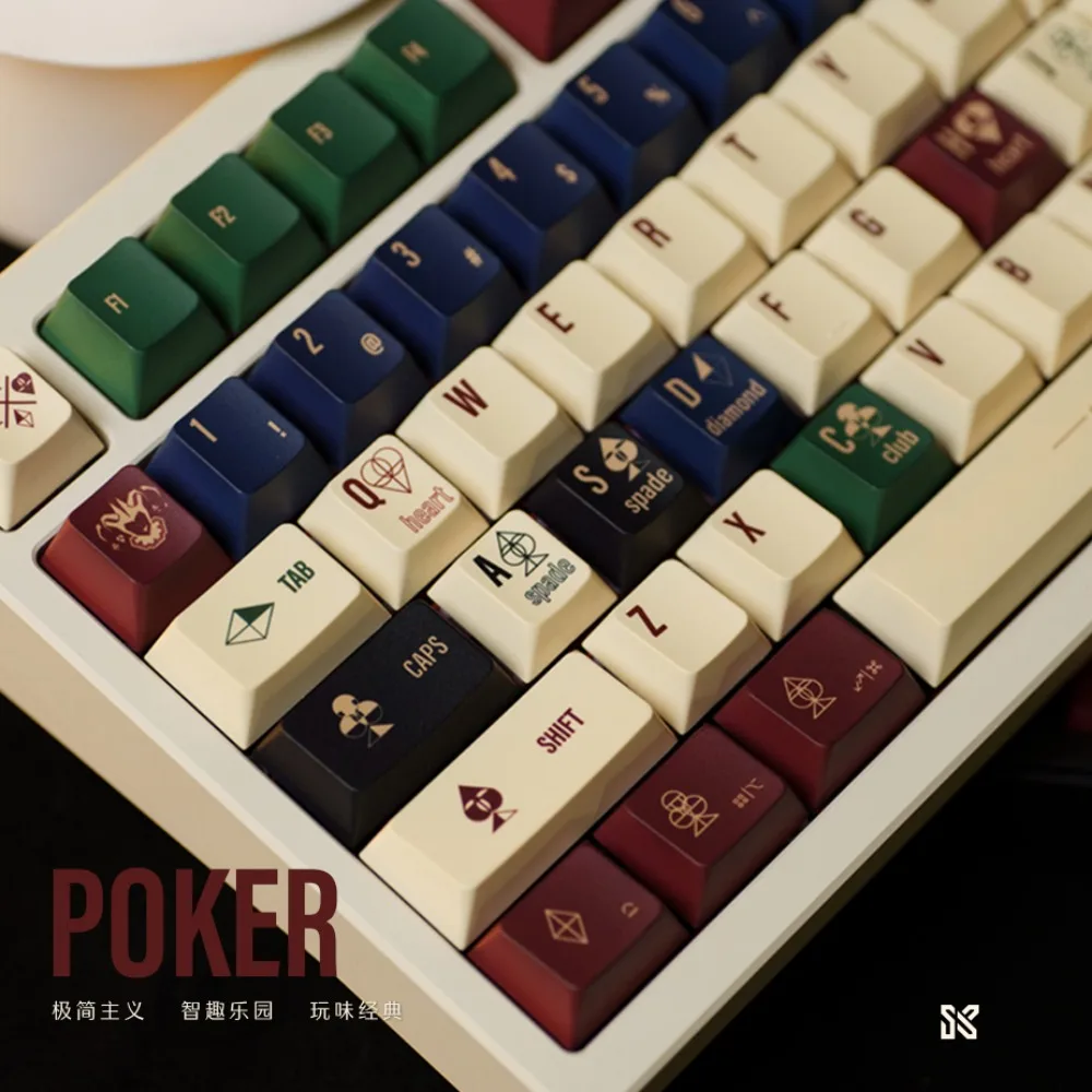 POKER Theme Keycap Set 146key PBT Custom Simple Retro Keyboard Cap Cherry Profile KeyCap for Mechanical Keyboard 61/68/75/87/104