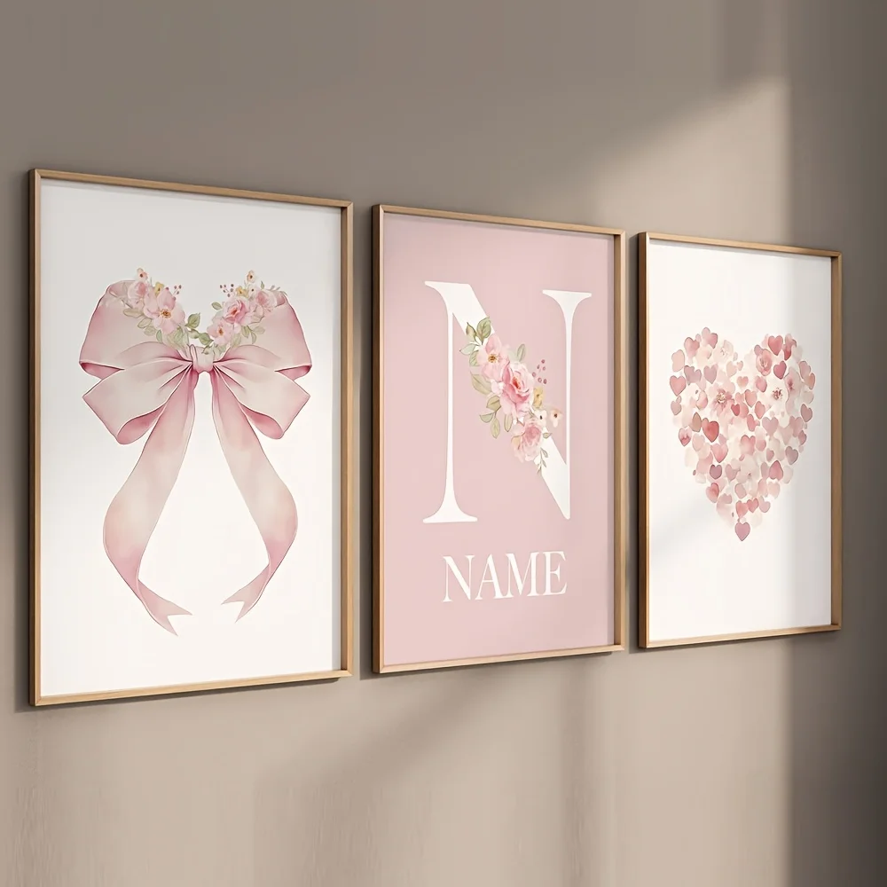 Wandkunstset mit individuellem Namen und Weihnachtsmotiv für das Kinderzimmer |   Festliche 3-teilige Feiertagsdekoration – personalisierter Weihnachtsmann 'Ho Ho' W