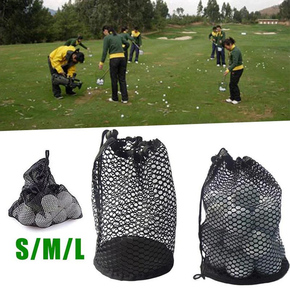 Accessories Black Sports Mesh Net 16/32/56 Ball Carrying Bag Drawstring Pouch Golf Ball Bags Golf Storege Bag Golf Mesh Bag