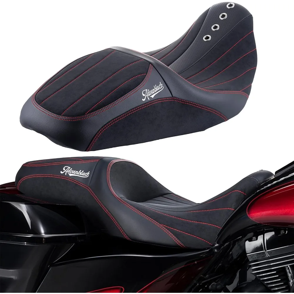 

Motorcycle Seat Harley Touring Seat "Sik Baggers" Custom Stitching Pillion Rider and Passenger Seat Fit for 2009-2023 Harley To