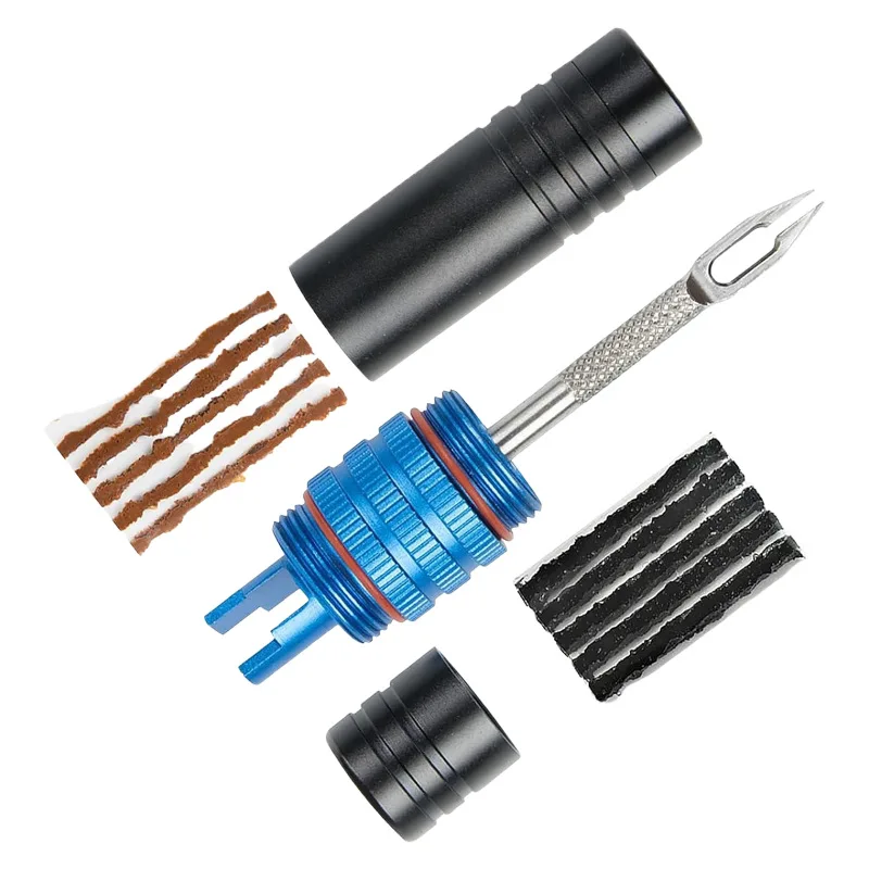 

Tubeless Bike Tire Repair Kit - Portable Bicycle Puncture Tool Set – Compact Multi-Tool with Stainless Steel Reamer & Plugger