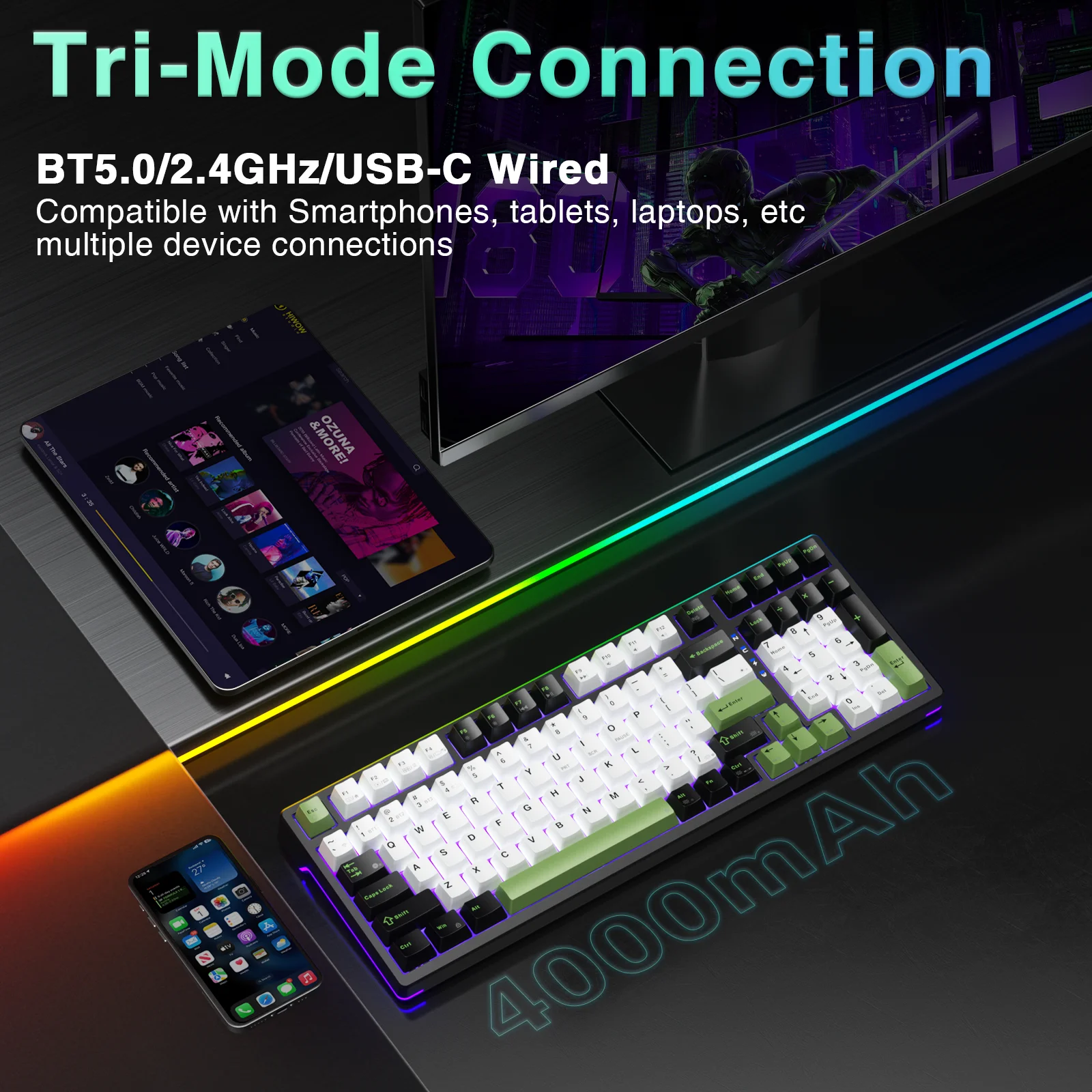 AULA F98X Magnetic Switch Mechanical Keyboard 99 Keys Tri-mode Hot Swapable RGB Custom Adjustable Trigger Esports Game Keyboard