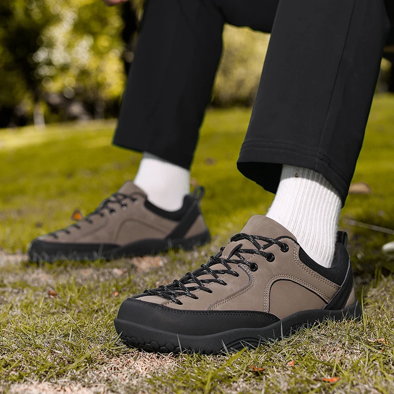 

Men's Wide Fit Suede Hiking Shoes Non-Slip Wear-Resistant Outdoor Trekking Casual Low-Top Mountain Climbing Sneakers
