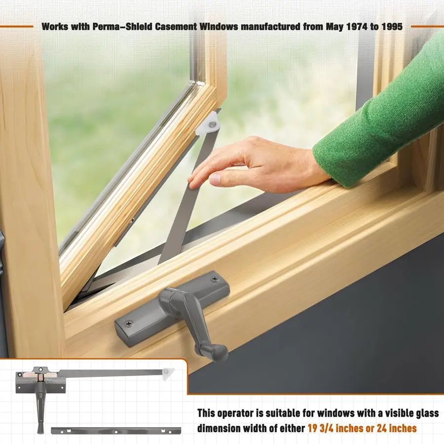 Straight Arm Operator for Anderson Window Crank Replacement for Left Window with 83 8 Arm Length, Works with PermaShield Casemen