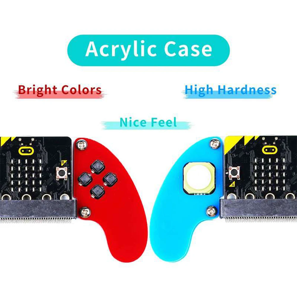 Kit de manette électronique Micro:bit V2, boîtier en acrylique, buzzer embarqué, moteur de vibration, programme Microbit, contrôleur de manette de jeu, 5 pièces