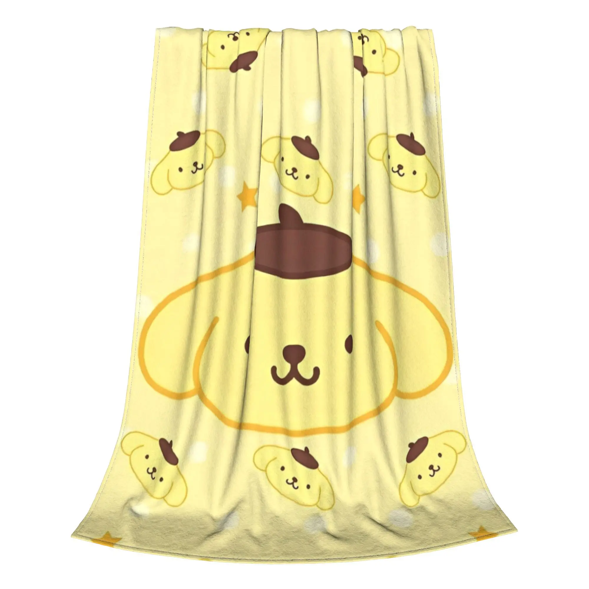 Kawaii Pompompurin    Blankets Fleece Sanrio Cute Cartoon  Warm Throw Blanket for Bedding Couch Bed Rug