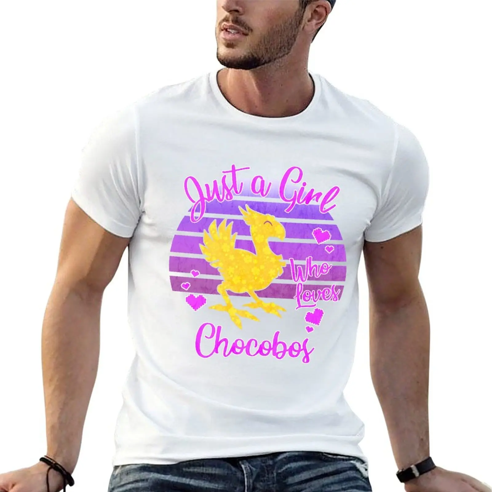 Just a girl who loves Chocobos T-Shirt sweat street wear heavy weight t shirts for men