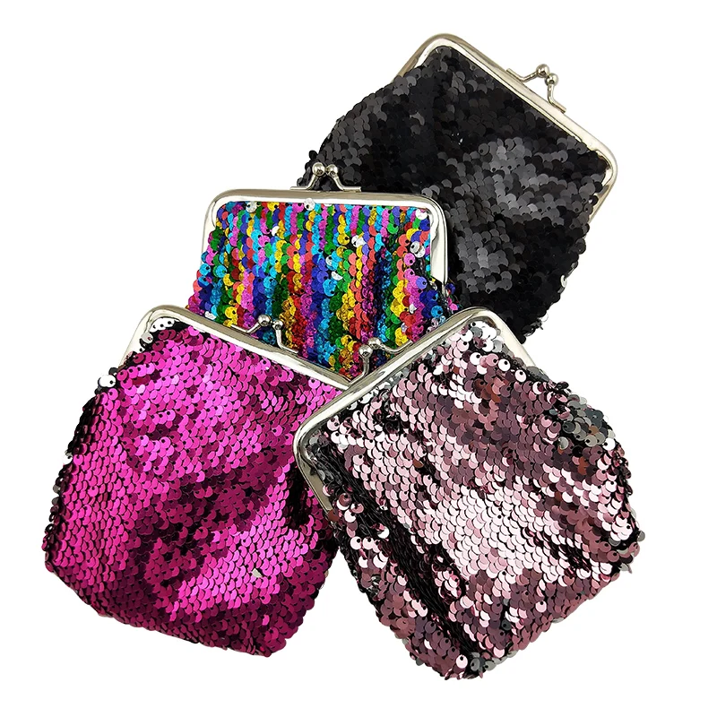 NICOLE & CO 2022New Women Sequin Coin Purse Shoulder Messenger Small Bag Female Metal Farme Wallet Girl Mini Change Card Package