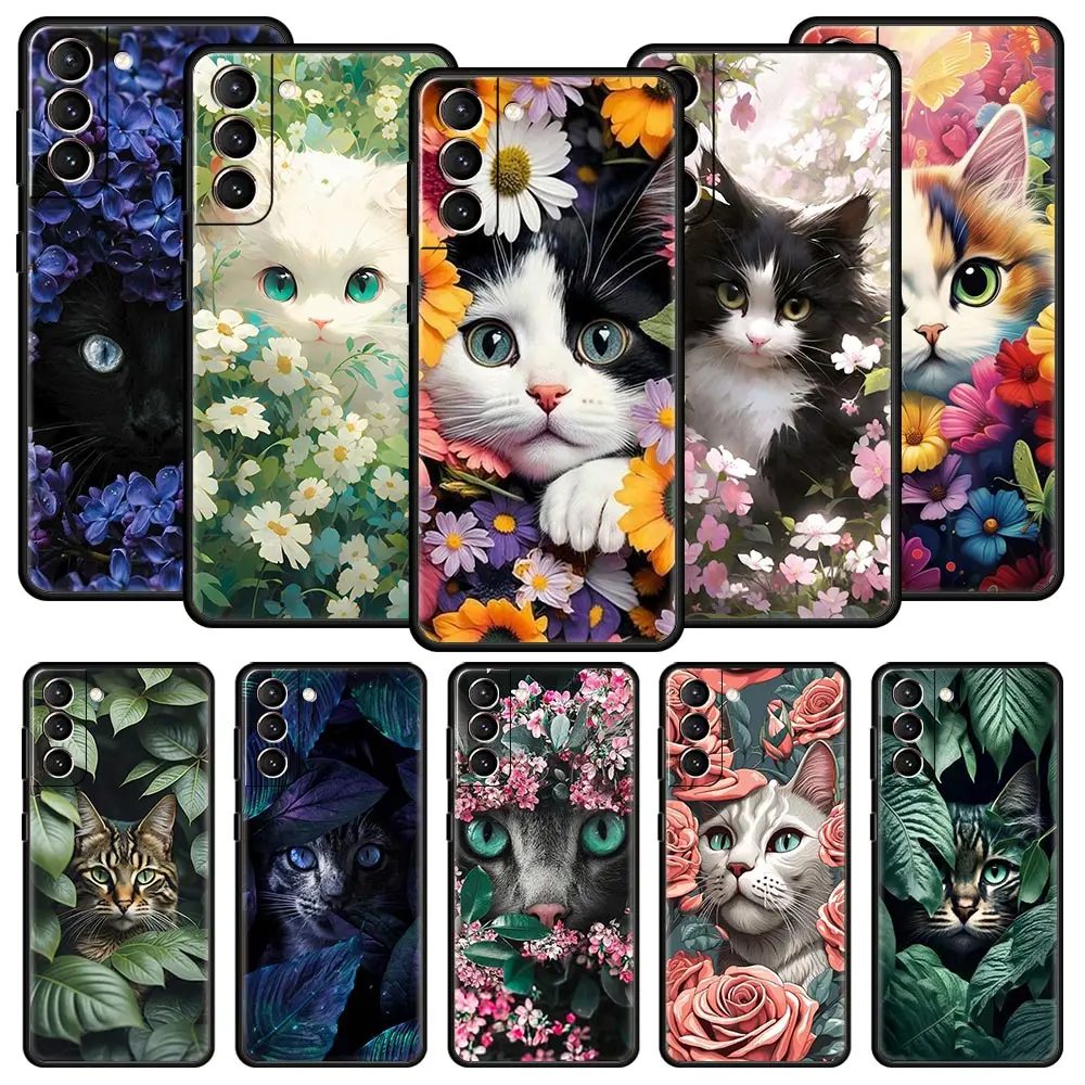 Cute Detection cat Phone Case For Samsung Galaxy S24 S23 S22 S20 Ultra S21 FE 5G S10 S9 Plus S10E S8 Soft Silicone Cover