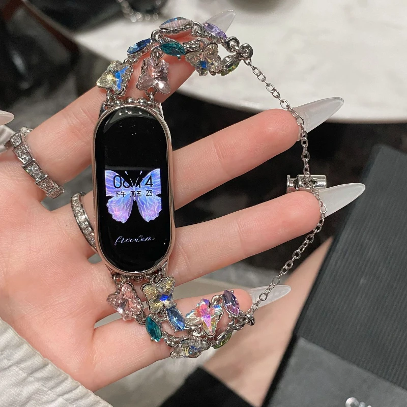 Substituição de Metal Strap para Xiaomi Band, Sport Pulseira, Mi Band 8, NFC Mulher's Correa Pulseira, SmartWatch Pulseira