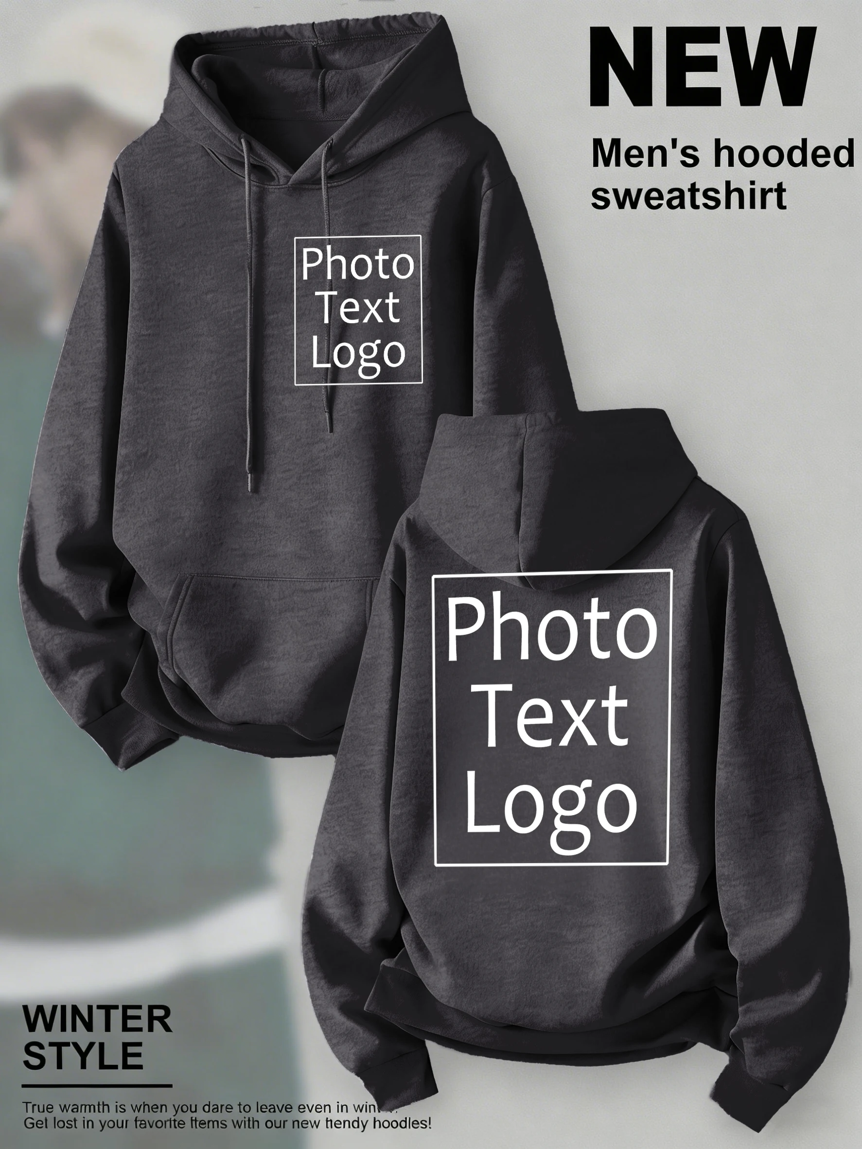 Personalisierter, individuell gestalteter Herbst-Freizeit-Sport-Hoodie für Herren, Fleece-Team-Basic-Sweatshirts, Streetwear, Büro-Arbeitskleidung, kreative Kleidung – Detail 21