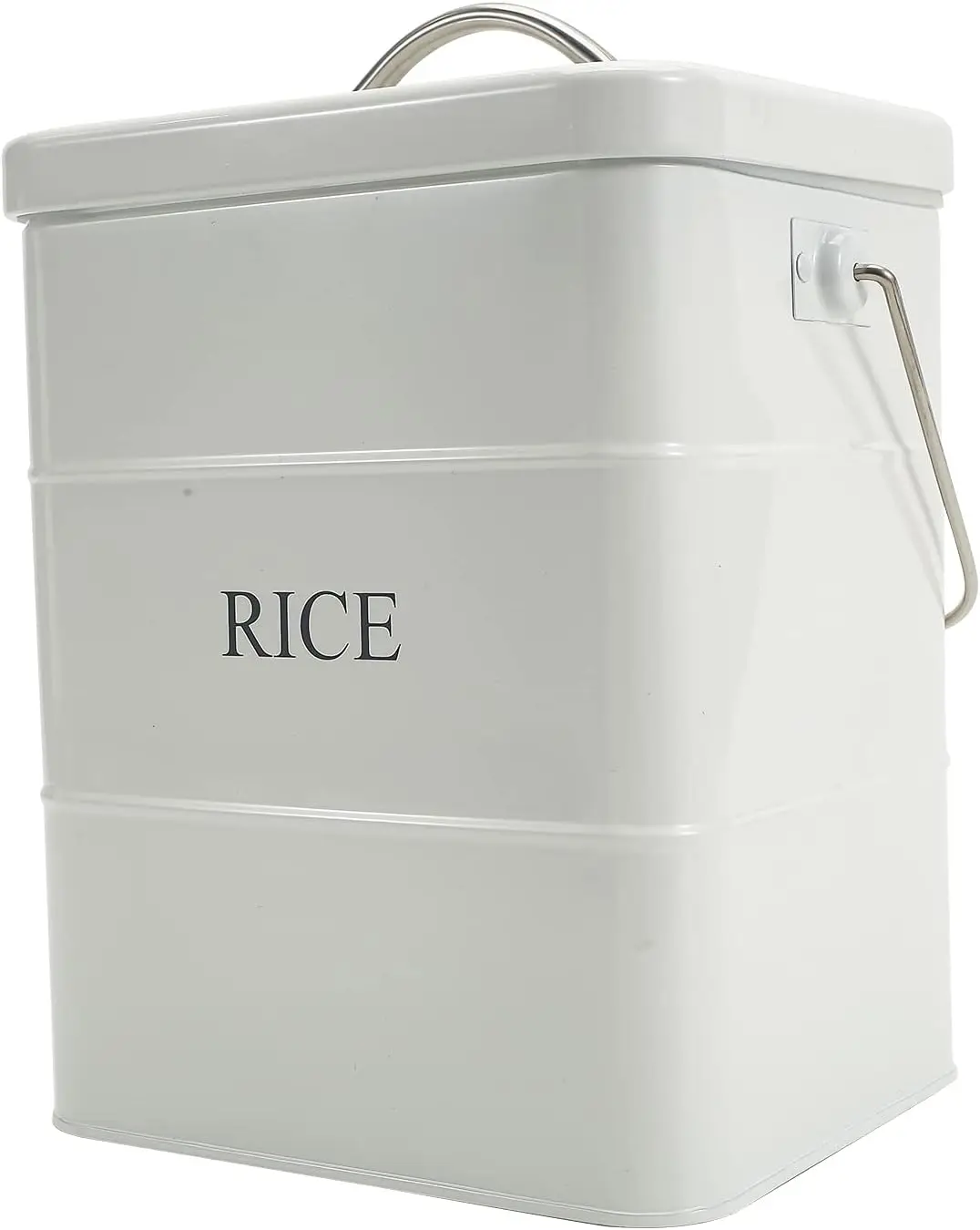 

Металлический ящик для хранения риса с крышкой и ручкой, герметичный кухонный контейнер для риса, муки, зерен - белый