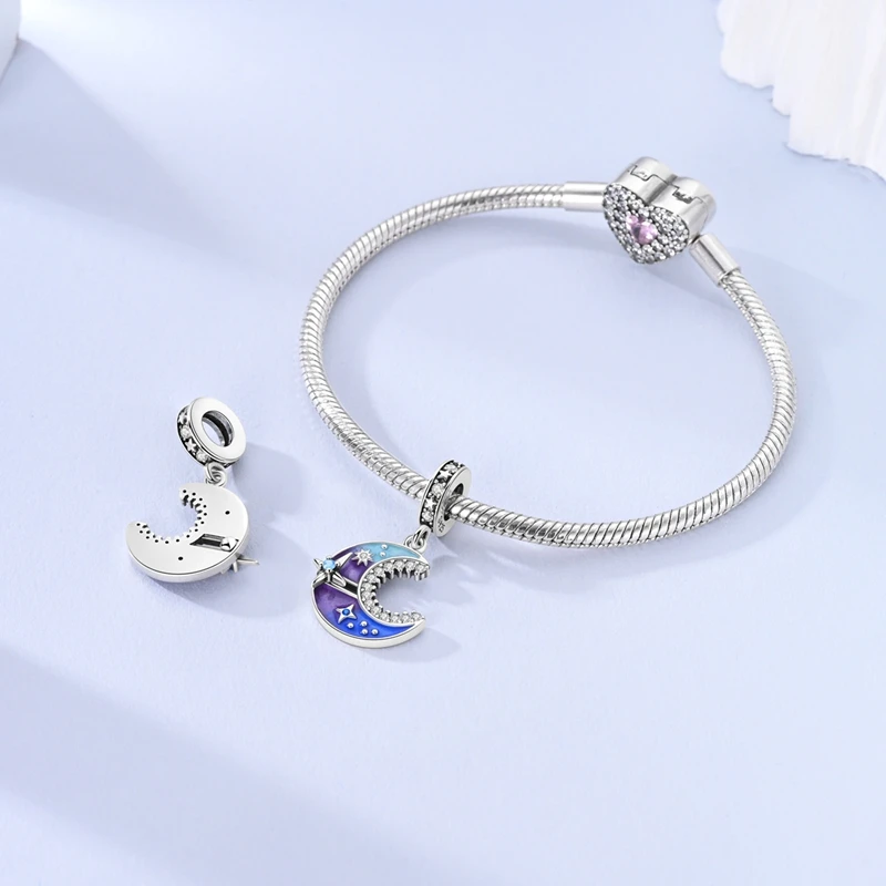 Silver Fantasy Dragon Purple Charms Beads Fit Original Bracelet Bag Keychain Earring Charm Bead Pendant Diy Women Jewelry Gift