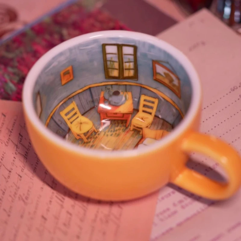 Gogh Bedroom Cup Creative Water Cup Glaze, Color Unrealistic