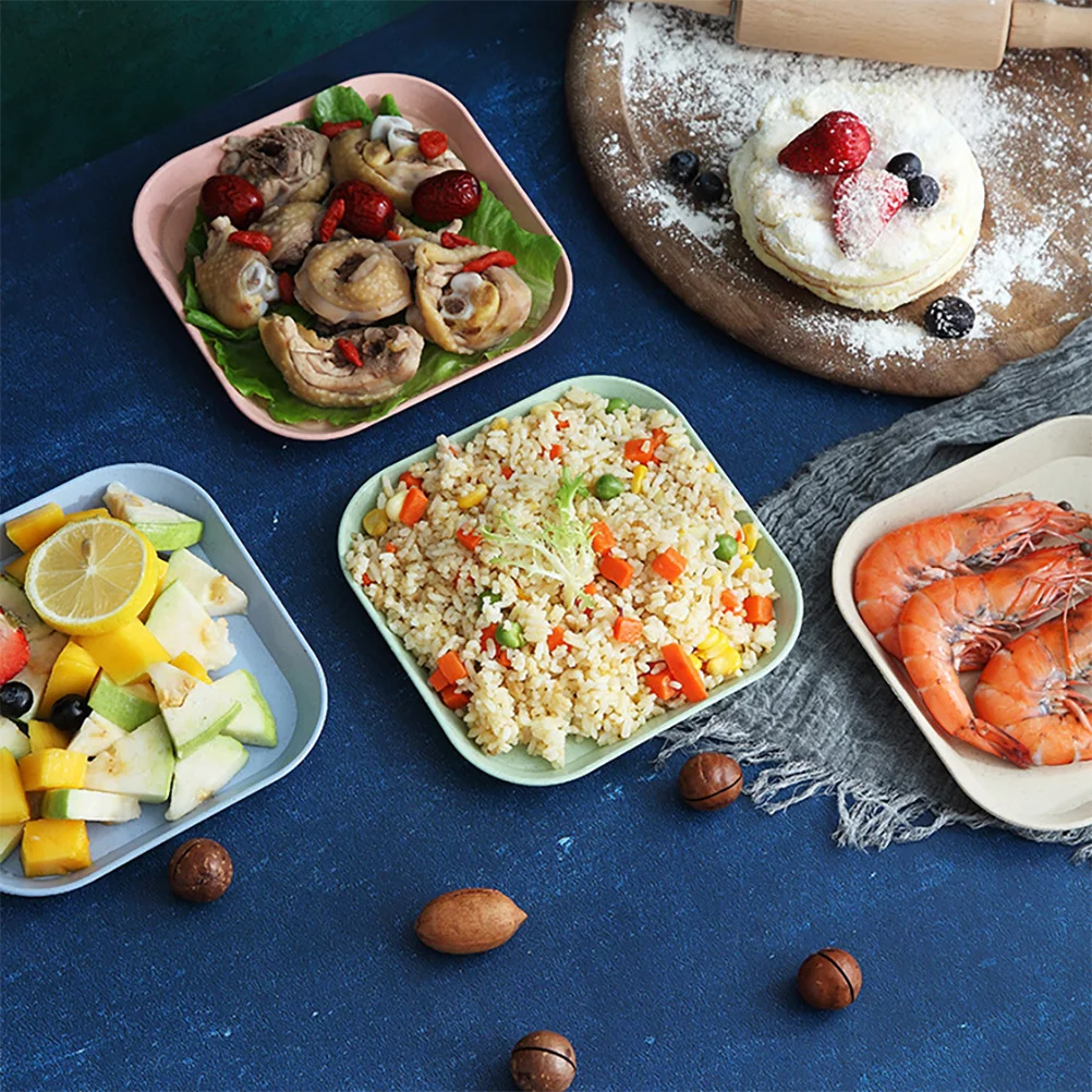 

8 шт. тарелки из пшеничной соломы, многофункциональное блюдо для сервировки еды, креативные формы, бытовые тарелки для хранения закусок, десертов для праздничного стола