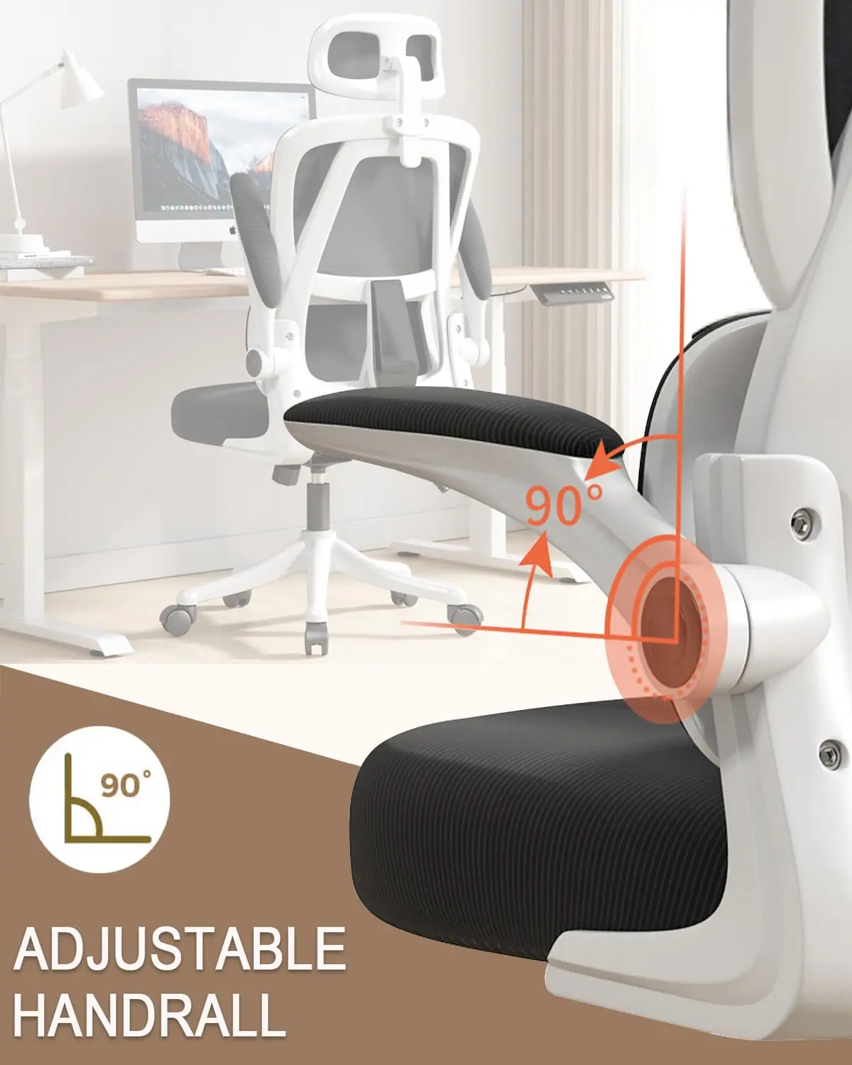 Home Office Chair Work Swivel Chairs with Wheels, Breathable Mesh Back Gaming Chair Adjustable Headrest image 4