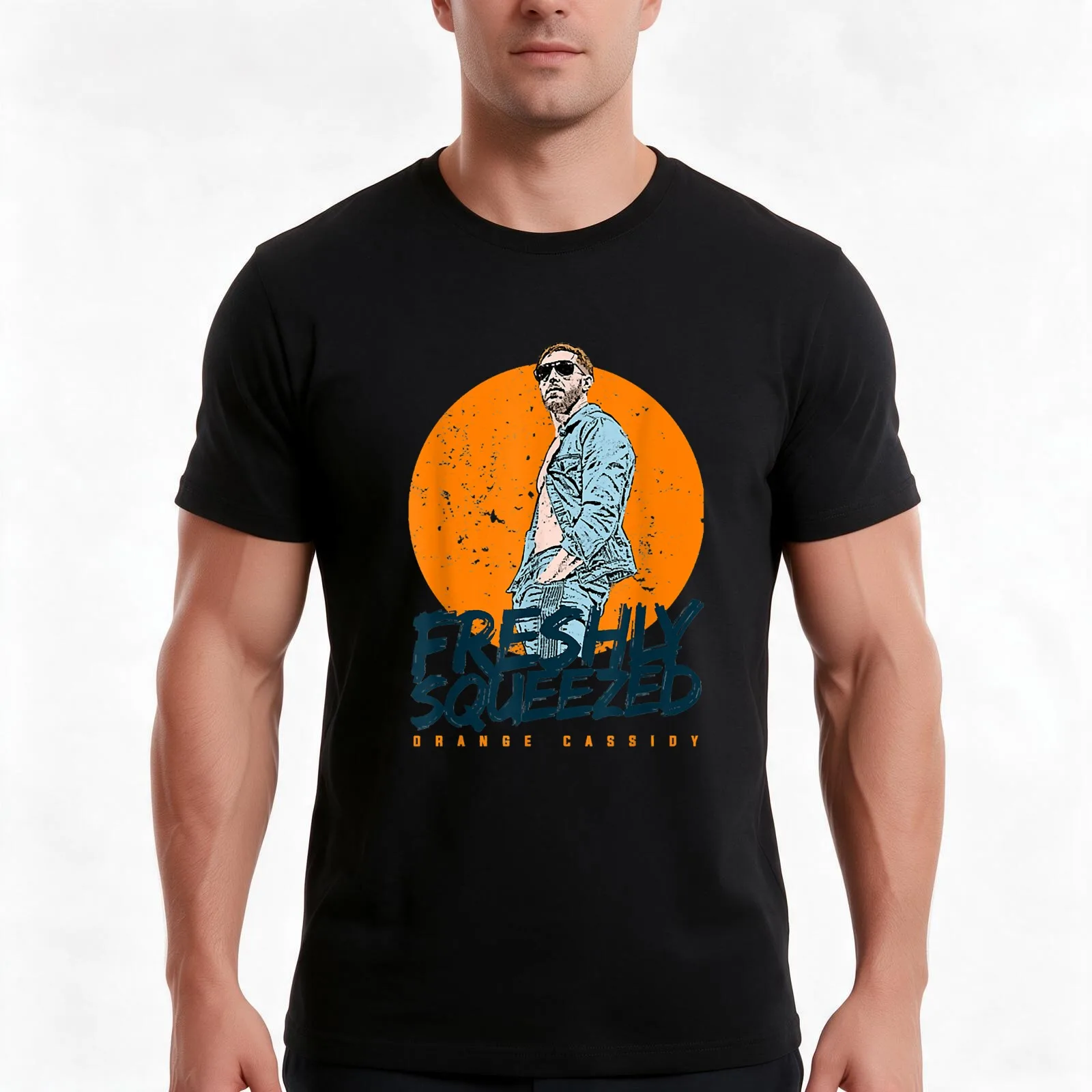 Freshly Wrestling Squeezed Funny Orange Juice Cassidy T-Shirt, Summer Casual Cotton Tee, Oversized Streetwear Tops, 100% Cotton