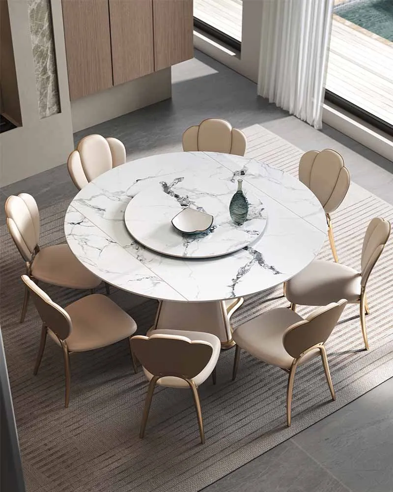 High end square and circular dual-purpose Italian minimalist small unit household multifunctional round table rock panel extenda