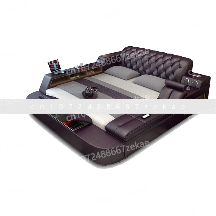 

Умная кровать Super Big Tatami в продаже, многофункциональная кровать для хранения вещей с массажным музыкальным дизайном кожаной кровати