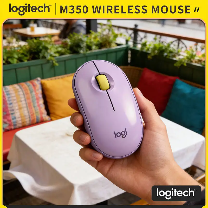 

Беспроводная оптическая мышь Logitech M350 - дизайн Pebble, бесшумные клики, USB-накопитель, 18 месяцев автономной работы, совместимость с различными системами
