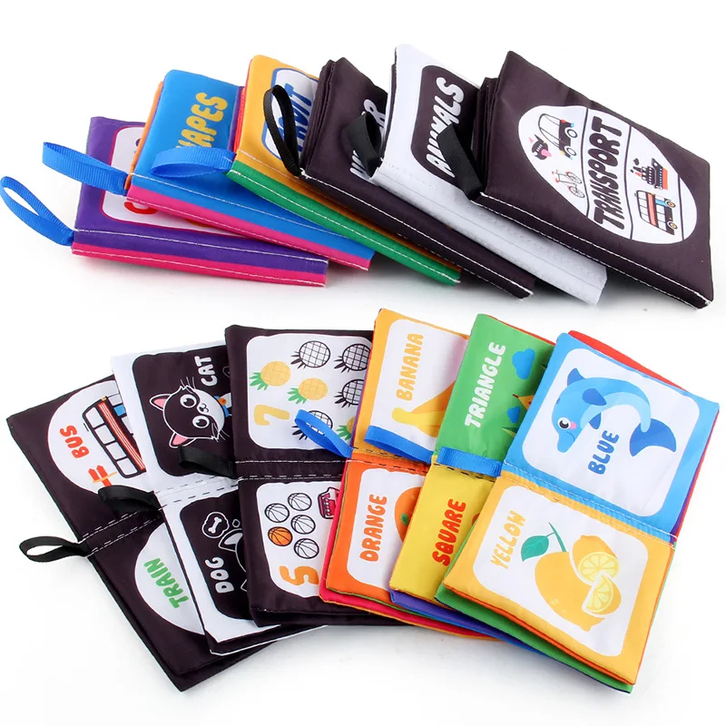 4 Pages Baby Books Enlightenment Early Learning Black and White Cloth Book for Toddlers Montessori Educational Toys 0-3 Years