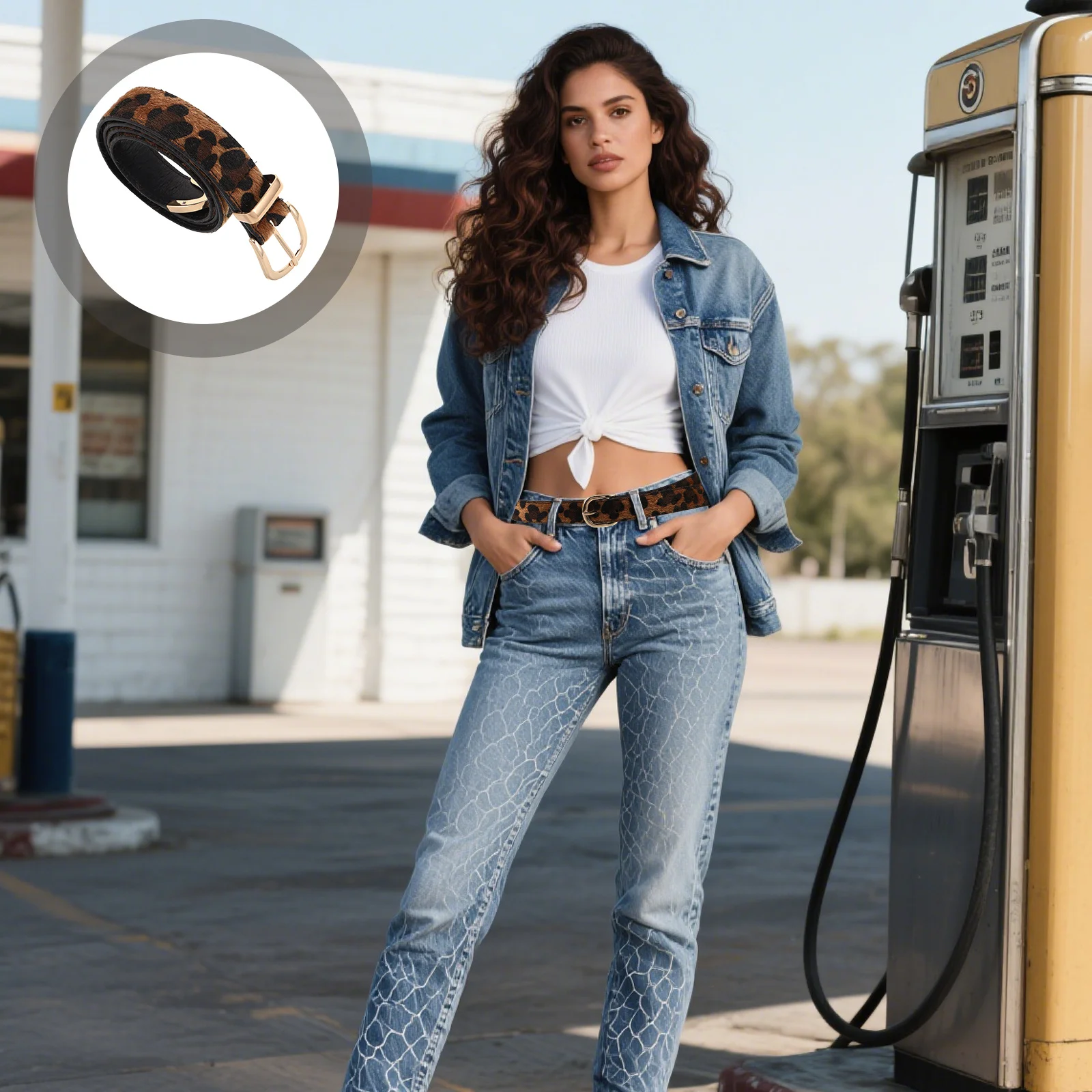 

Leopard Print Belt Women Wide PU Casual Waistband Alloy Buckle Jeans Dress Western Style Vintage Fashion Waist Belt