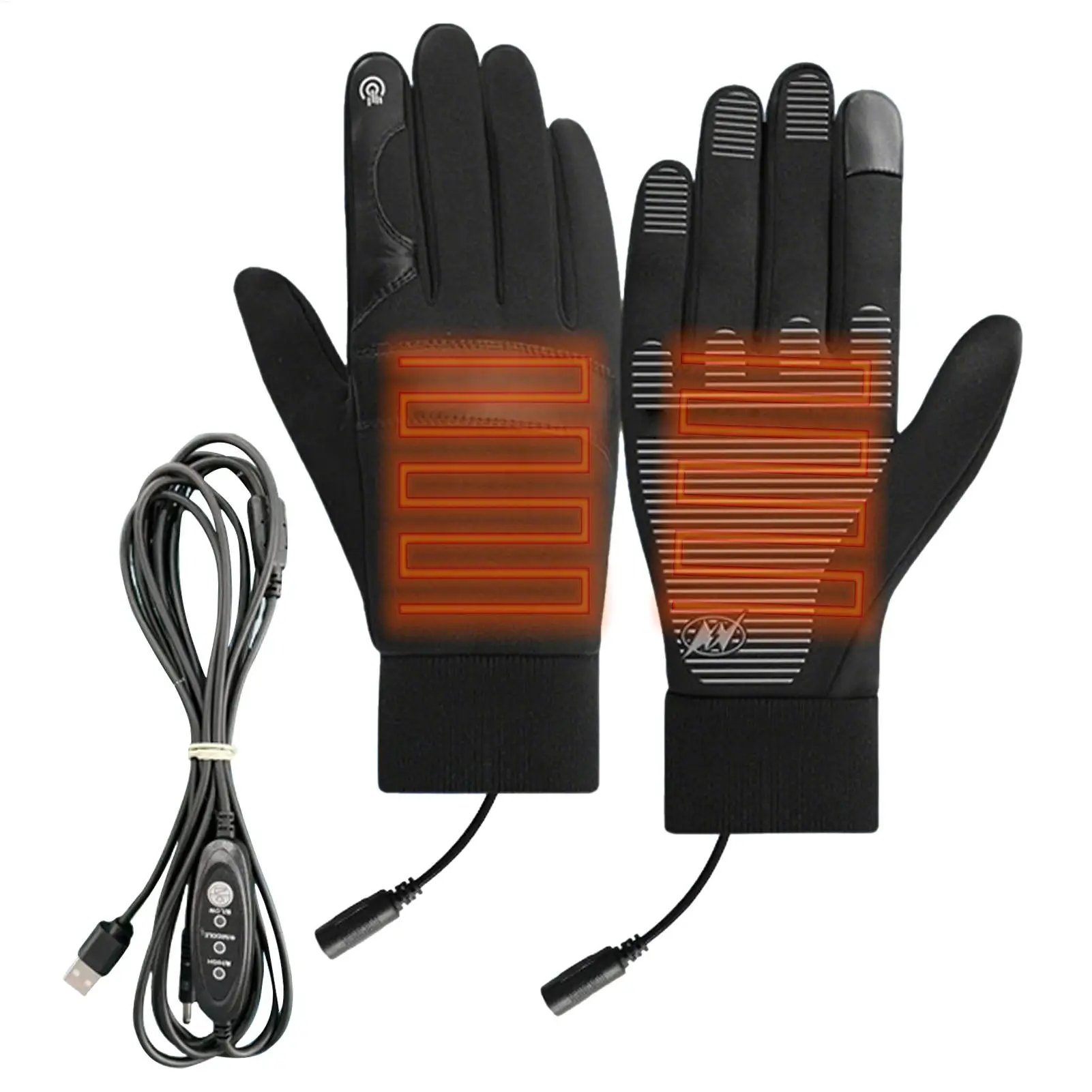 

USB Heated Gloves Waterproof Heated Thermal Gloves Fleece-lined Keep Warm Thermal Gloves Running Motorcycling Touch Screen Glove