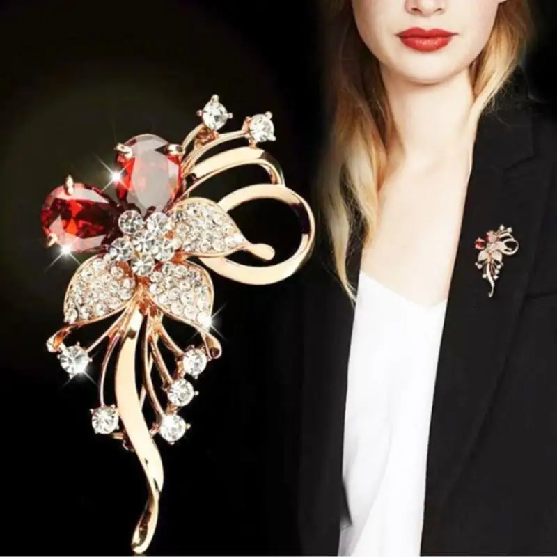 'Luxury Temperament Zircon Flower Brooches For Women Girls Fashion Versatile Shiny Corsage Wedding Clothing Accessories Gifts
